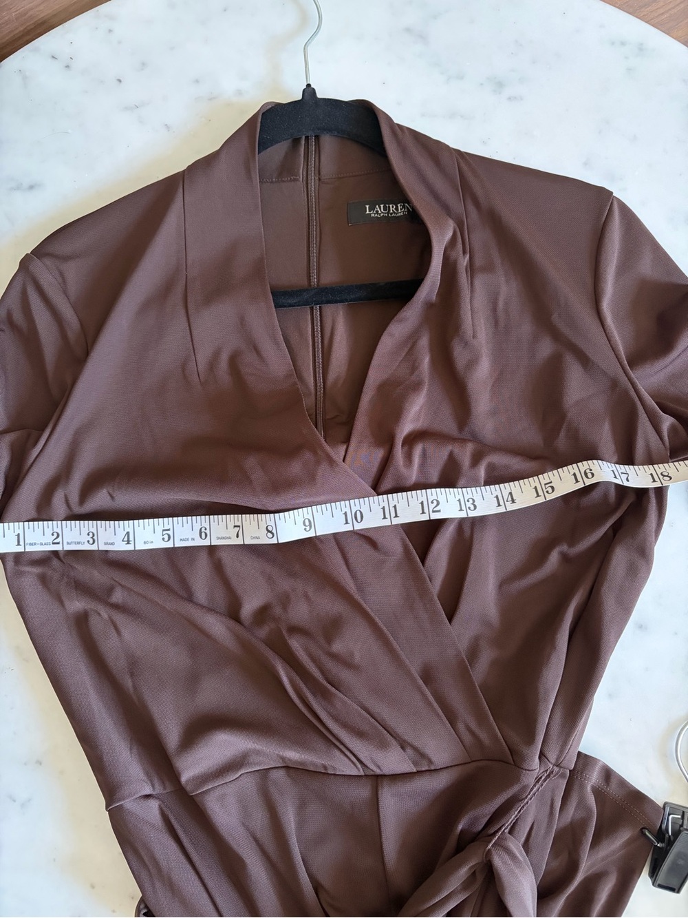 Ralph Lauren Horsebit Belted Surplice Jersey Jumpsuit Chocolate Brown Sz 10 - Picture 10 of 12
